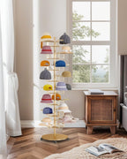 Hat Rack Stand 40-Hooks, Hat Display Stand Metal,Hat Display for Stores， Home or Store of Standing hat Rack(Gold,8th Floor)