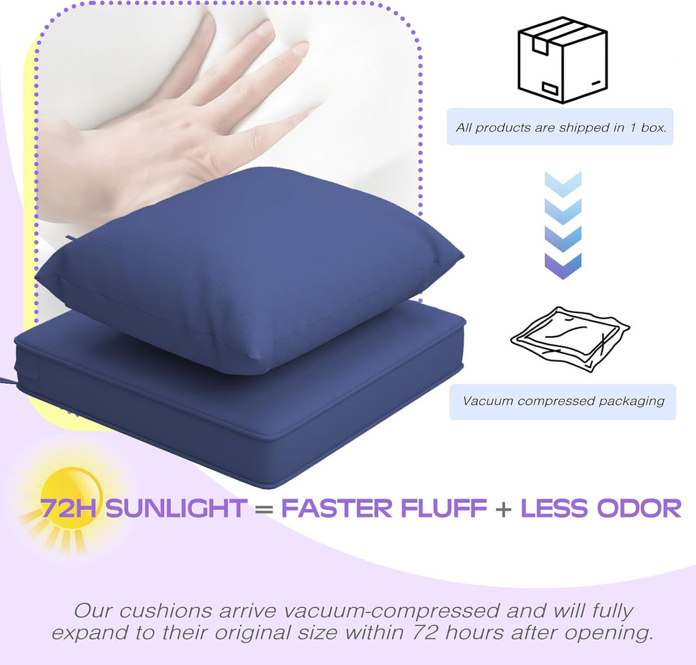 Outdoor Chair Cushions Set of 4, 22 x 22 Inch Patio Furniture Cushions with S...