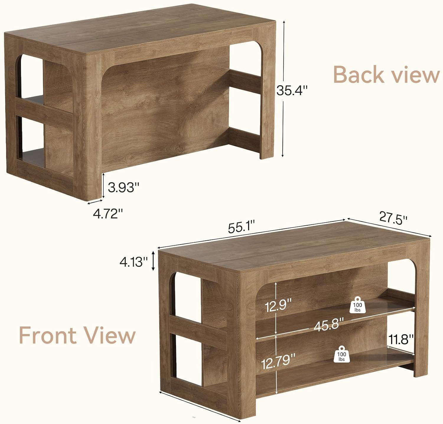 Tribesigns Kitchen Island with Seating and Storage, 55-Inch Island Table | Wooden Kitchen Island with 3 Shelves, Large Countertop, Counter Height Table for Kitchen, Dining Room, Rustic Brown