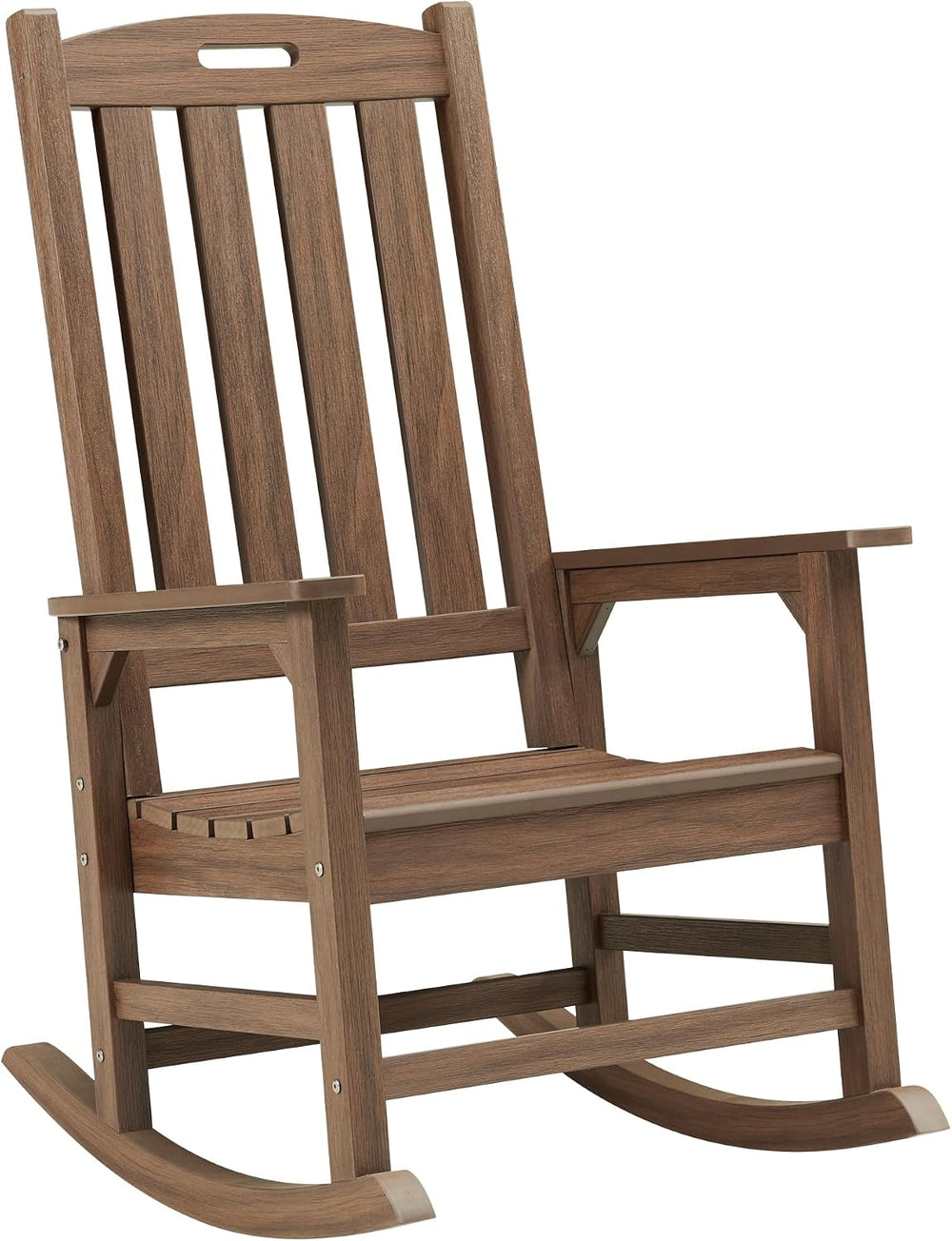 Psilvam Oversized Outdoor Rocking Chair, HDPE Porch Rocker (Dark Brown) | Hig...