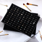 Wenqik 4 Pcs Cardboard Ring Holder with Velvet Lining, 100 Slot Inserts Stackable Ring Display Tray,13.8 x 9.4 x 1.2 inch(Black)