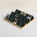 GemeShou Golden coated earring display stand for selling, velvet stud earring holder for jewelry display, Jewlery earring storage organizer tray, studs holder jewelry organizer【Earring holder-Green】