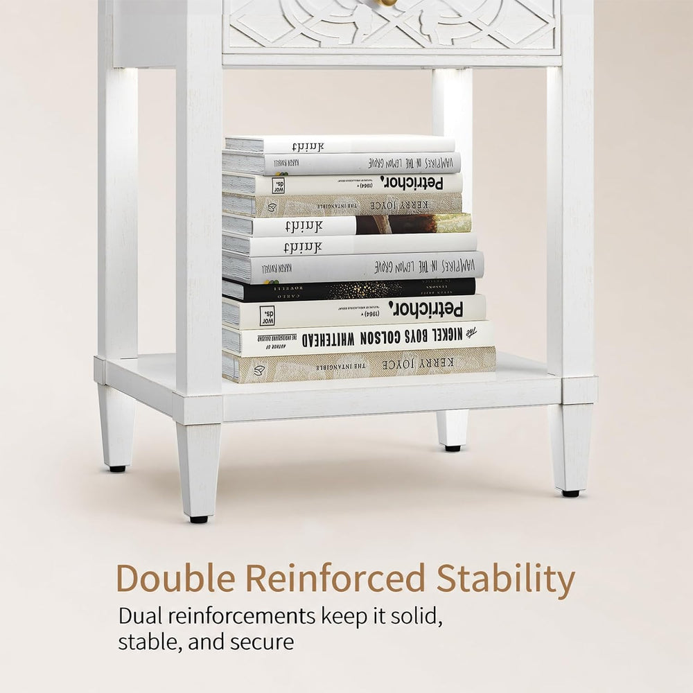 karlott 26" Farmhouse Night Stand with Pre-Assembled Drawers, Painted Be...