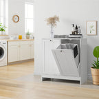 Double Tilt Out Laundry Hamper Cabinet with 2 Baskets, Laundry Cabinet, White, 12.99" D×25.98" W×26.81" H, 2 × 5.9 Gallon