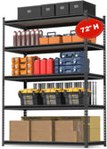 WORKPRO 4000LBS Storage Shelves, 5-Tier Metal Shelving Unit, Adjustable Garage Shelving with Particle Board, Heavy Duty Storage Rack for Garage, Kitchen, Basement, Warehouse, Black, 72"H x 36"W x 18"D