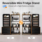 Mini Fridge Stand with Storage, Microwave and mini Fridge Stand with Power Outlet, Coffee Bar,Kitchen Baker,for Dorm,Office(Black)