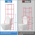 3-Tier Over The Toilet Storage, Freestanding Metal Bathroom Shelves, Space Saver Above The Over Toilet Storage Shelf for Bathroom (Pink)