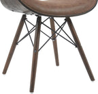 Armen Living Cassie Mid-Century Dining Chair with Vintage Dark Brown Faux Leather and Espresso Oak Finish