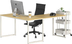 SHW Mission 55 x 60 Inches L-Shape Home Office Computer Desk, Oak