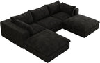 Down Filled Boneless Sectional Sofa Cloud Couch with Movable Ottomans, 118 inch Convertible U Shaped Lounge Couch w/Deep Seat, Fluffy Corduroy Upholstered Compress Modular Sofa