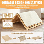 LILYPELLE Floor Bed Frame, Solid Wood Japanese Tatami Bed Frame, Foldable & Breathable & Moisture-Proof Bed Plate for Futon Mattress or Floor Sleeping, Standard Queen