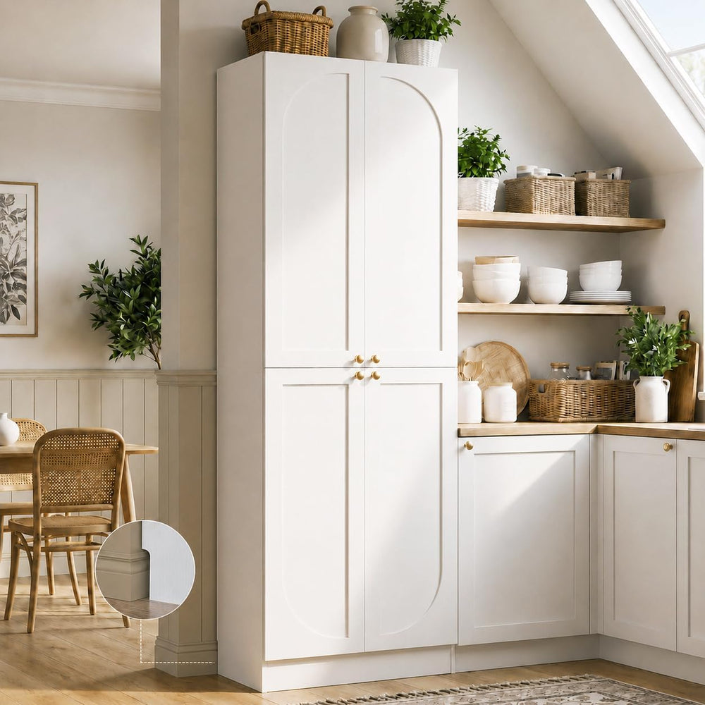 Cyclysio 80" Kitchen Pantry with 4 Soft Close Doors, Seamless Fit Wall |...