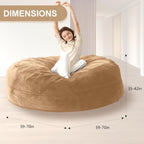 Bean Bag Chair for Adults Soft Comfy Bean Bag for Adults, Cozy Reading Chair, Large Round Bean Bag Couch, Versatile Living Room & Bedroom Chairs (Apricot, 6FT)