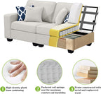 Legend Vansen Oversized Modular Sectional Sofa,U/L‑Shaped Reversible Couch with Ottoman,Deep Seat Plush Polyester Sofa for Living Room,6‑Seater,Cream