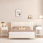 Night Stand Nightstand with Drawer and Open Shelf, Cute Scalloped Edge Bedside Table for Girls Bedroom, Modern Wood End Table, Coquette Preppy Room Decor Bedroom