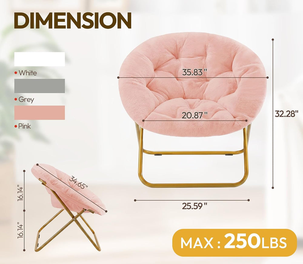 Cozy Saucer Chair, Padded Round Moon Lounge Chair for Bedroom Living Room | T...