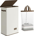 SOLEDI Slim Laundry Hamper with Lid, Narrow Laundry Basket with Removable Bags, Dirty Clothes Hamper with handle, Small Hamper perfect for Laundry room, Bathroom, Bedroom, Small spaces. 70L Beige