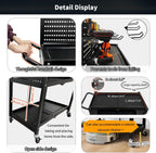 Lumizone Rolling Tool Cart with Wheels and Pegboard Hooks Folding Utility Service Cart for Garage Organizer Storage Foldable Power Tool Organization on Wheels Heavy Duty Frame (Tool Cart+Hooks)