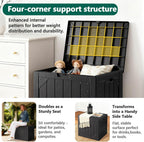 31 Gallon Outdoor Storage Box, Lockable Resin Deck Box for Patio Cushions, Throw Pillows, Garden Tools, Weatherproof Outdoor Storage Bench for Yard, Porch, or Balcony