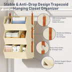 Hanging Closet Organizer Extra Large, Clothes Hanging Shelves for Closet with Divider, Collapsible Closet Storage System, Fabric Closet Hanging Organizer for Home, Dorm, Rv, ,Handbags, Underwear, Sock