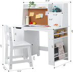 Garvee Kids Desk and Chair Set, Wooden Study Table with Storage Shelf, Bulletin Board for Children 3-8