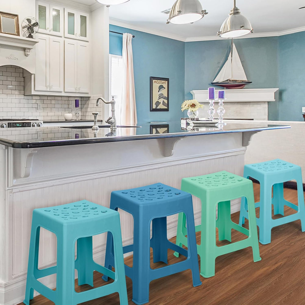 TURSTIN 6 Pack Plastic Stools 16.9 Inch Nesting Stools 6 Color Portable Backl...