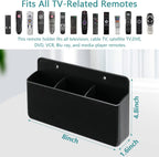 3 Slot Remote Control Holder, TV Remote and Wall Pen Storage Accessories for Home Office School (Black 1Pack)