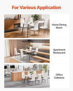 VEVOR Modern Dining Room Accent Chairs Set of 6, Upholstered Leather Side Chair for Living Room, Space-Saving Kitchen Chair with Thick Cushions and Metal Legs, White