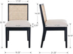 Black Dining Chairs Set of 4, Rattan Kitchen Chairs with Cane Back Upholstered Linen Fabric Chairs Comfy Side Chair for Living Room/Restaurant
