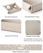UnionBasic Small Valet Tray, Jewelry Tray for Rings Watches Earrings, Entryway Catchall Caddy for Coins Keys Change, Nightstand Bedside Valet Holder, Trays for Electronic Gadgets, Beige