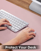 Leather Desk Pad Protector, Large Desk Mat, Mouse Pad, Non-Slip PU Leather Desk Blotter,Desk Cover mat,Desk mat for Keyboard and Mouse,Mat for Office&Home (Rose Pink, 48" x 17")