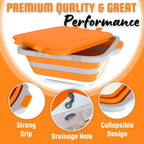 MAYALEAD BBQ Prep Tub with 2 Pcs Meat Shredder Claws, Collapsible Cutting Board, Cutting Board with Locking Lids, Drip Easy BBQ Prep Tub with lid-XL Size (Orange)