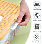 Toys Organizer Storage Case for Lego Box Kids Toy Stackable Building Blocks with Lids Bins Adjustable Lego Storage Containers Plastic Toy Box 1 Layer (Lemon)