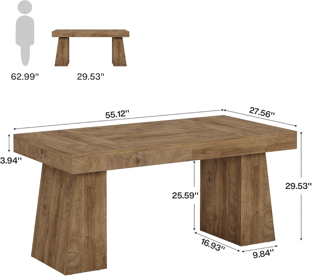 Tribesigns 55" Executive Desk, Wooden Office Desk with Double Pedestal, ...