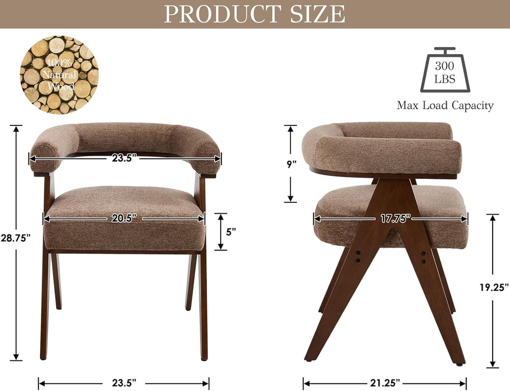CIMOTA Barrel Wooden Dining Chairs with Arms Set of 2, Farmhouse Fabric Uphol...