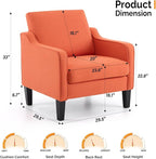 VINGLI Accent Chairs Set of 2 Living Room Chairs Burnt Orange Reading Chair for Bedroom Scooped Arm Chair Mid Century Modern Accent Chairs Upholstered Comfy Chair for Apartment, Waiting Room