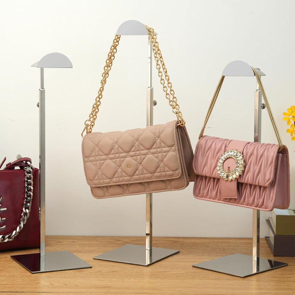 Purse Stands - 3PCS Stainless Steels Hangbag Holder Adjustable Height Purse Display for Retail Luxury Bag Organizer Home Store Boutique Retail Closet