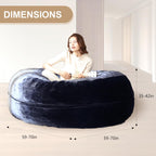 Bean Bag Chair for Adults Soft Comfy Bean Bag for Adults, Cozy Reading Chair, Large Round Bean Bag Couch, Versatile Living Room & Bedroom Chairs (Blue, 5FT)