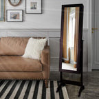 Uten Jewelry Armoire with Mirror, Lockable Large Jewelry Cabinet with Standing Mirror Jewelry Holder Organizer Storage, 4 Angle Adjustable, Perfect Christmas Gift (Brown)