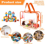 8 Packs Large Toy Storage Bags with Labels, Reusable Clear PVC Toy Organizers and Board Game Storage Bags for Toys Travel, Waterproof Organizer Bag with Zipper for Building Blocks, Puzzle