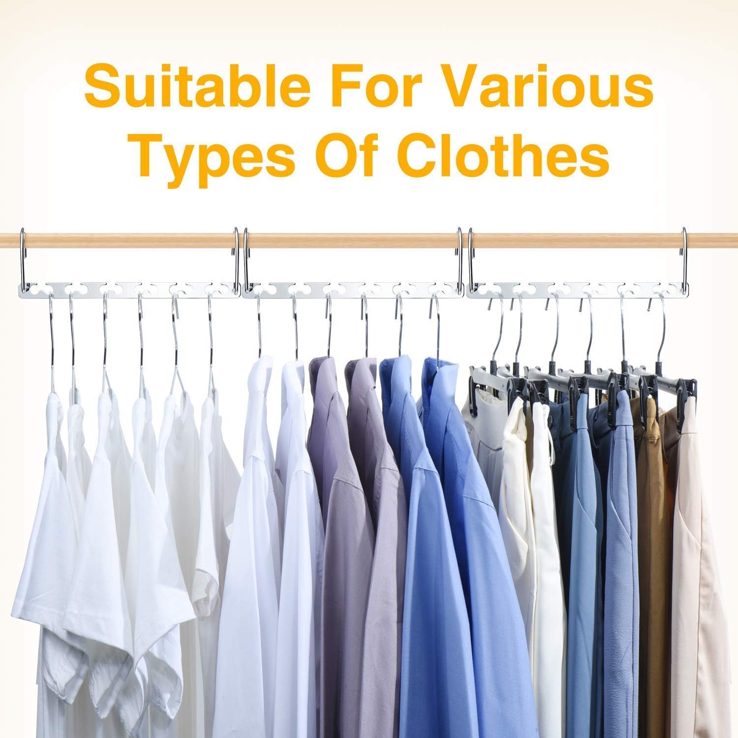 HOUSE DAY Space Saving Hangers for Clothes 20 Pack, Heavy Duty Hanger Organizer | 30 Lbs Capacity |, Metal Magic Hanger, Sturdy Multi Hangers, Closet Space Saver Closet Organizers and Storage