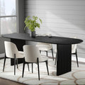 Casaphoria Wood Kitchen Table Set with 6 Chairs, 79" Dining Kitchen Table & Chairs Set for 6-8, Modern Farmhouse Oval Dining Table for Living Room, Easy Assembly, Black