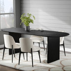 Casaphoria Wood Kitchen Table Set with 6 Chairs, 79" Dining Kitchen Table & Chairs Set for 6-8, Modern Farmhouse Oval Dining Table for Living Room, Easy Assembly, Black