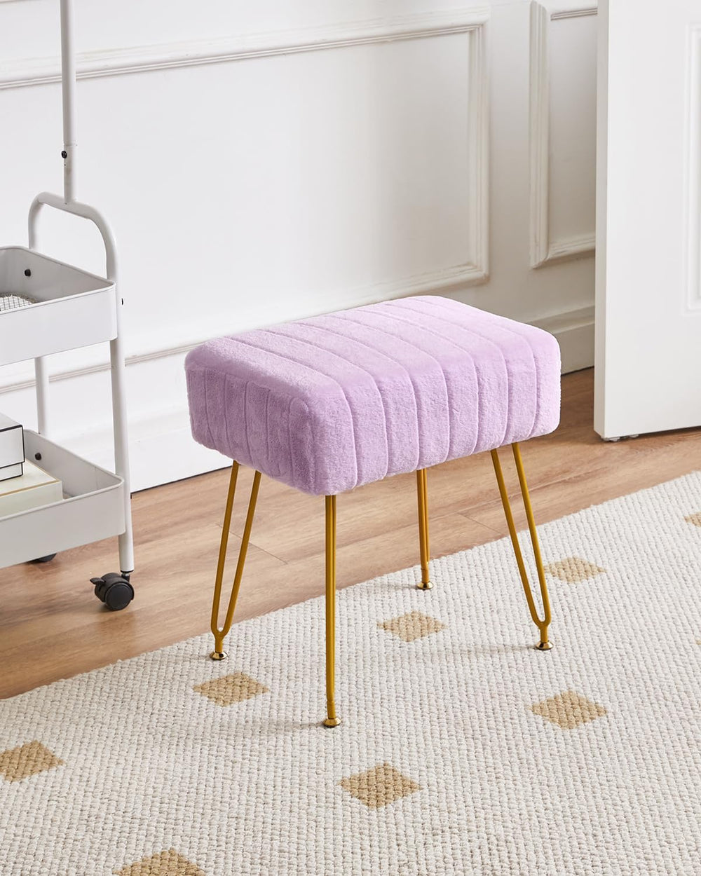 IBUYKE Makeup Vanity Stool, Velvet Rectangular Footrest, Purple LG-51V | Otto...