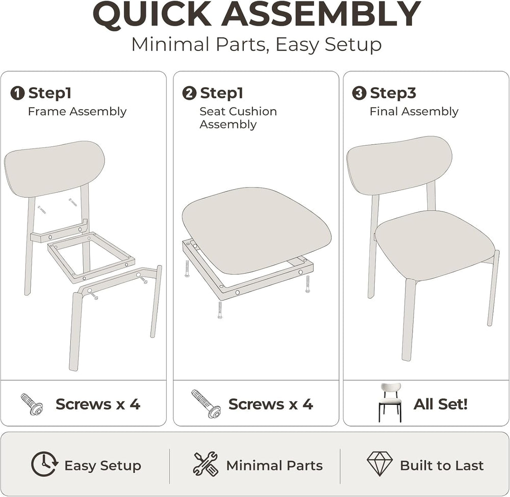 Dining Chairs, Modern Upholstered Fabric Kitchen Chairs | Textured Fabric, Cu...