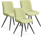 Dining Chairs Set of 3, Modern Dining Chairs with Thick Cushions, PU Leather Upholstered Kitchen Dining Room Chairs with Metal Legs for Dining Living Room (Green)