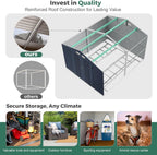 10x12 Metal Shed with Floor Frame Kit & Reinforced Construction - Translucent Roof Panels for Natural Light, Lockable Doors,Vents,Windows, Weatherproof Garden/Backyard/Patio Outdoor Storage