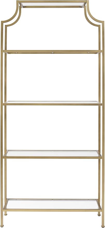 Crosley Furniture Aimee Bookshelf with Glass Shelves, Bookcase Storage, Gold ...