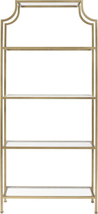 Crosley Furniture Aimee Bookshelf with Glass Shelves, Bookcase Storage, Gold and Glass