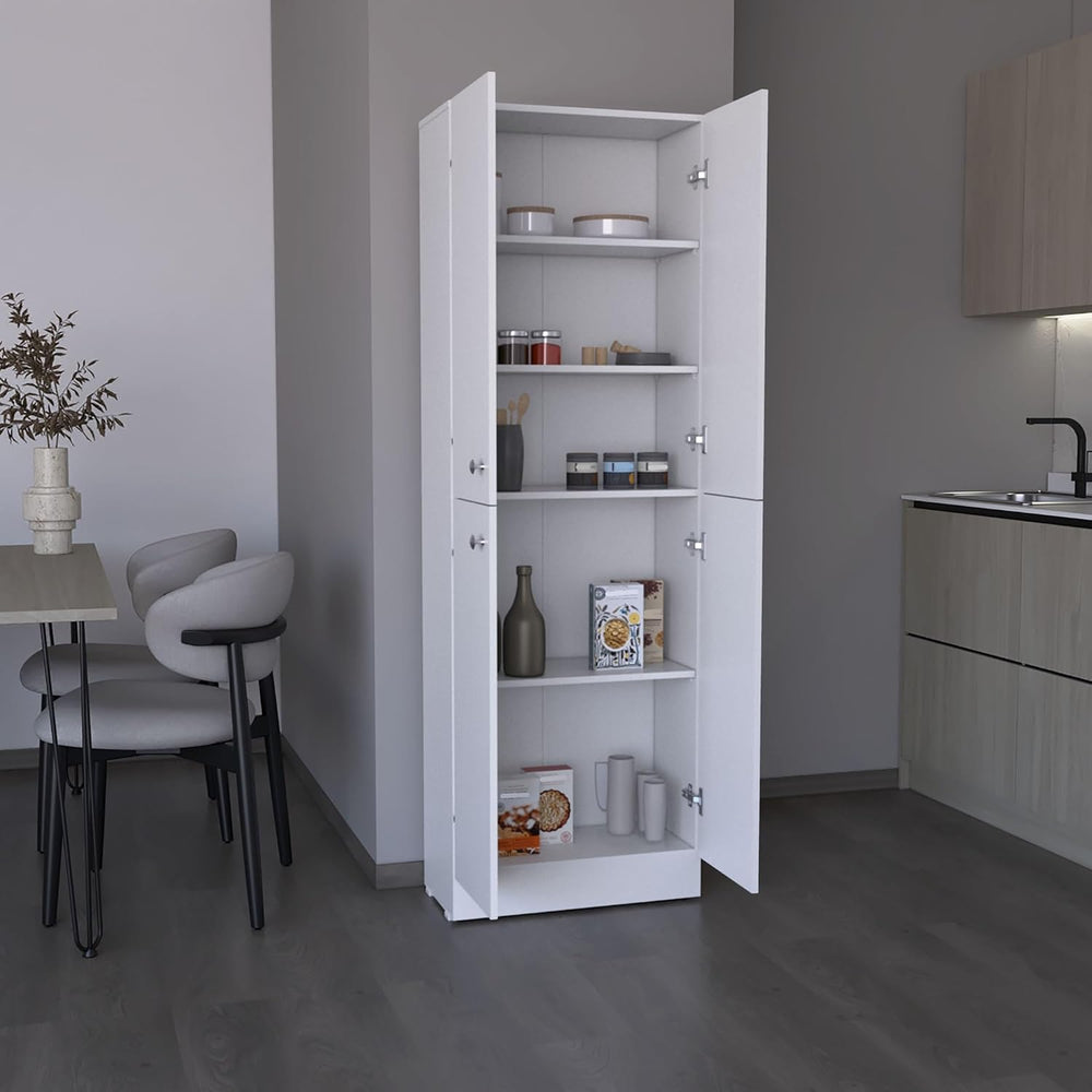 Kitchen Pantry 71" H, 4 Doors, 5 Adjustable Shelves, Laundry, White,for ...